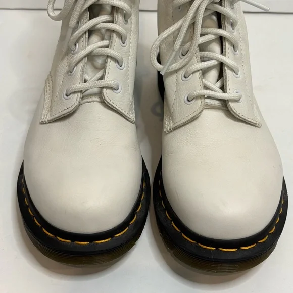 Dr. Martens White Virginia Leather 1460 Pascal Lace Up Combat Boots 8 - Picture 3 of 11